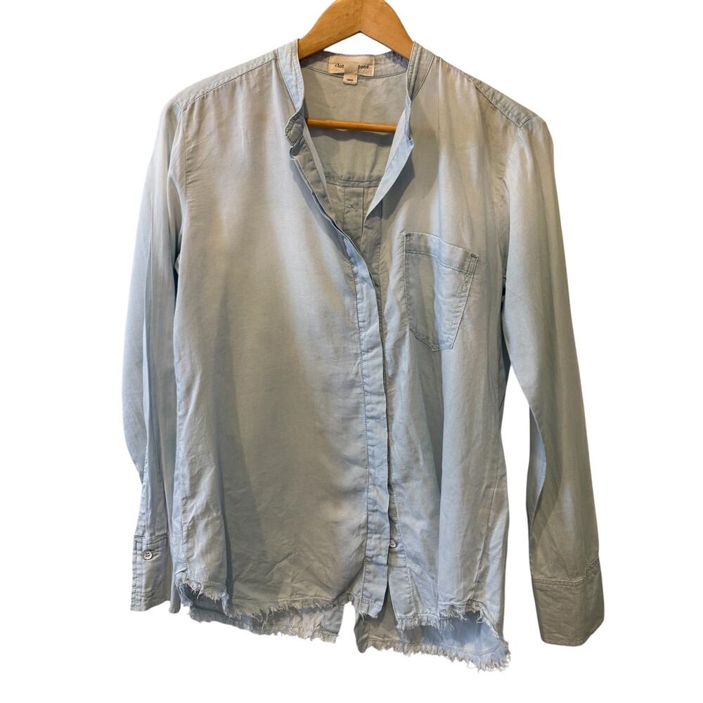 Cloth & Stone Lightweight Button Detail Shirt Light Blue S